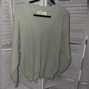 RD Style sage greeh Cozy Knit V-Neck Sweater